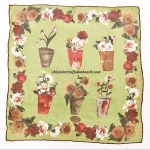 GUCCI SHEER SILK FLOWER POT SQUARE HANDKERCHIEF